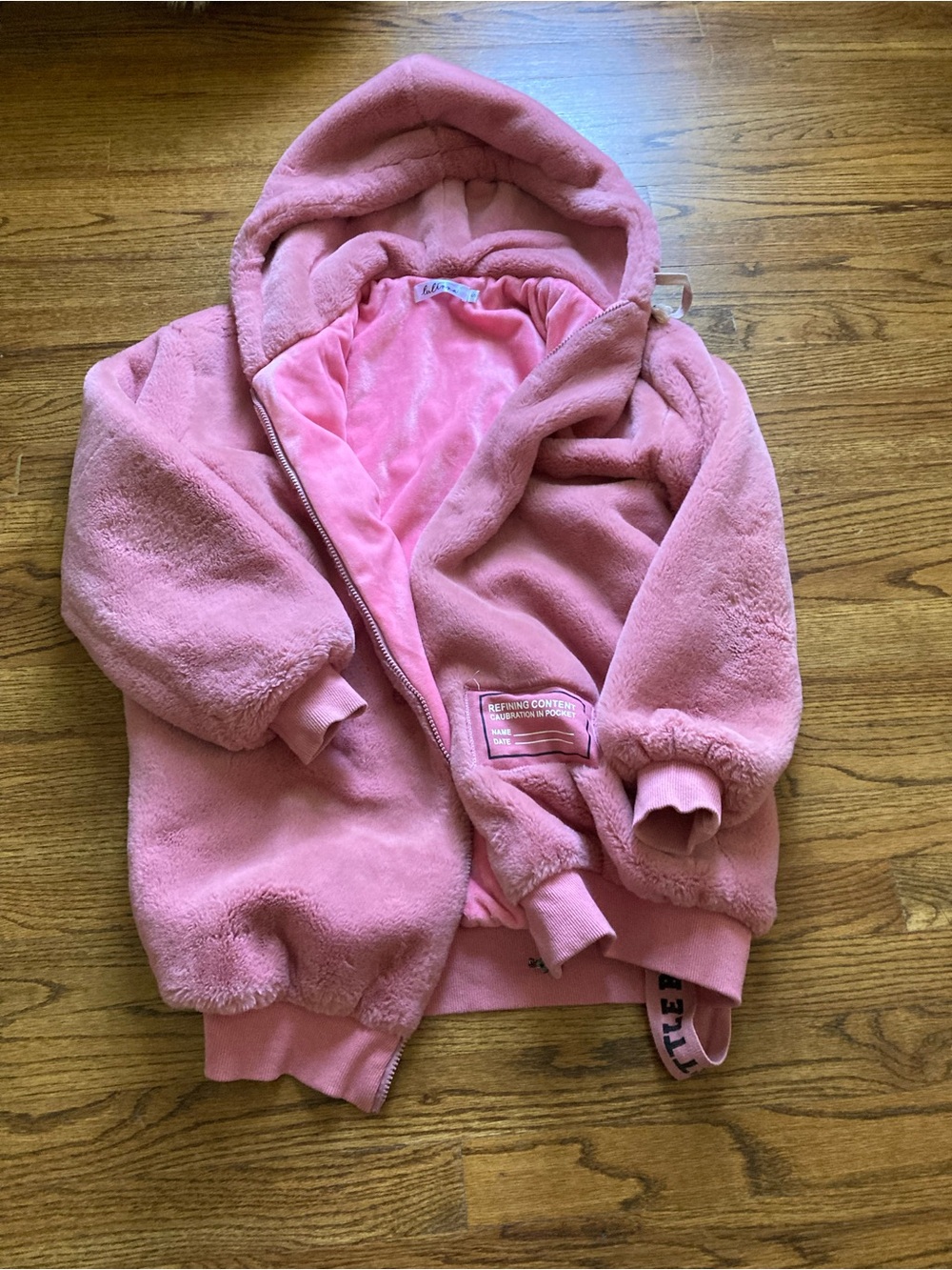 Faux fur plush mink lined velvet teddy pink rose gold oversized zip jacket